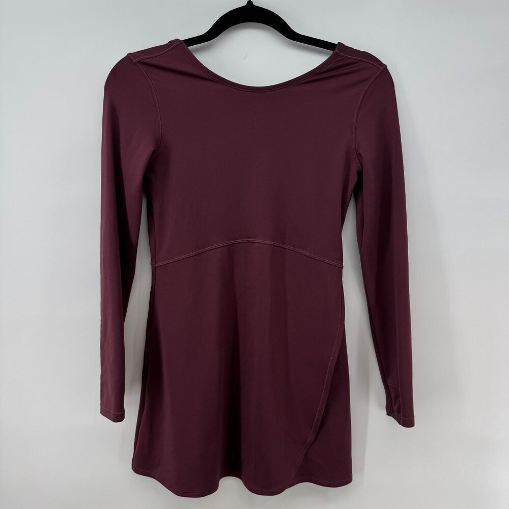 Athleta Girl Chit Chat Long Sleeve Dress-Color Aubergine Size L/12 - Picture 3 of 7
